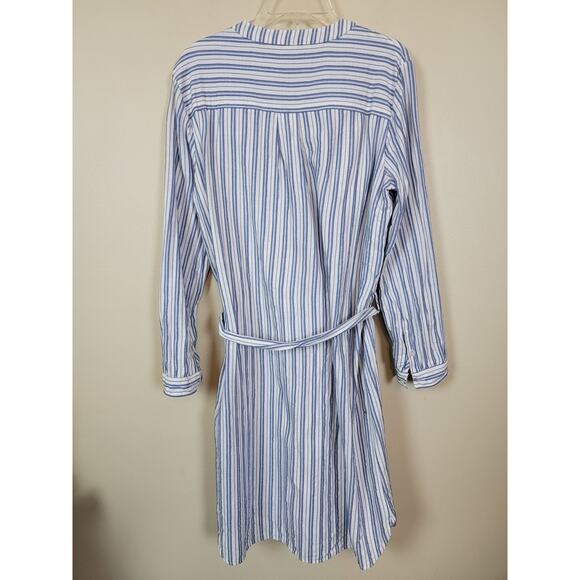 J. Crew Mercantile Belted Shirt Dress Women's Small Blue White Striped Lined - Picture 6 of 6